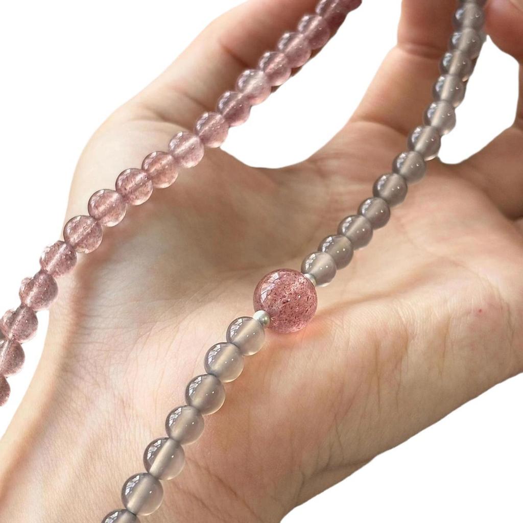 Natural Strawberry Quartz Crystal Bracelet for Women6mm Double-ring fashion crystal bracelet as a birthday gift for a girl's best friend