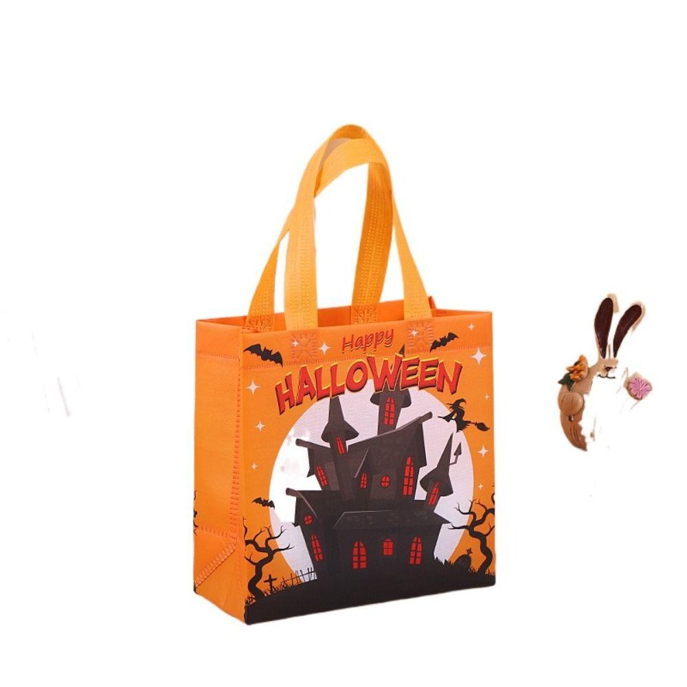 

Сумка для подарунків на Хеллоуїн великої місткості. Сумка з гарбузом і принтом. Хелловін, неткана сумка унісекс помаранчевий