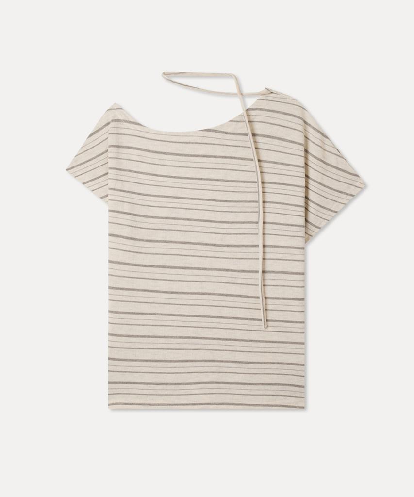 MIXXO Striped Tie Short Sleeve T-Shirt_Miwhwg40Ss