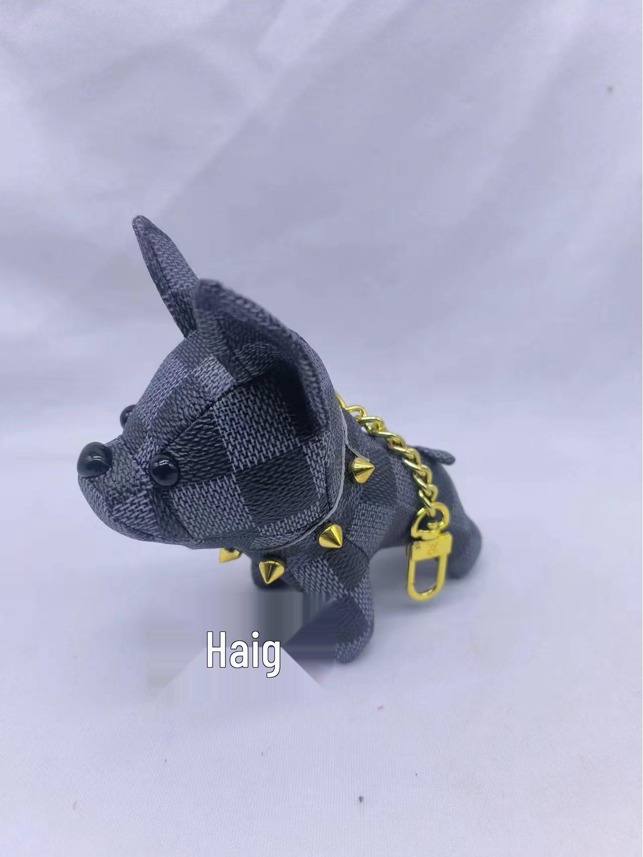 

Кожаный брелок для щенка бульдога, подвеска-шарм для сумки, украшение 13cm Small Dog