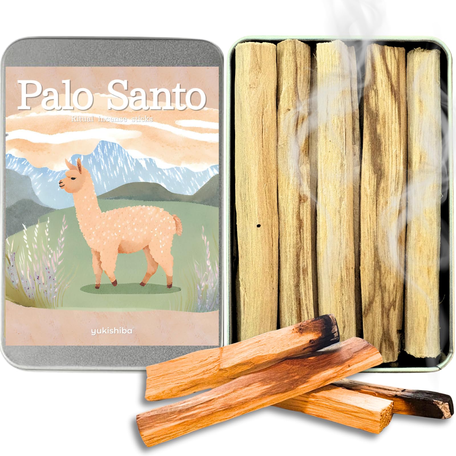 

Гарантированно аутентичная палочка для очищения благовониями Пало Санто, доступная в 8 различных вариантах, крышка служит подставкой, дерево, прибл.. 50г, благовония, упаковки,