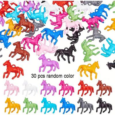 30 Stück Acryl-Pferde-Anhänger, Mehrfarbige Tier-Anhänger für DIY-Schmuckherstellung, Schlüsselanhänger und Armbänder, Langlebige Harz-Bastelperle, Schlüsselanhänger-Zubehör