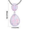 Silver Plated Lab Created White Opal Teardrop Necklace Design Sweater Chain Ocean Pendant Trendy Gift