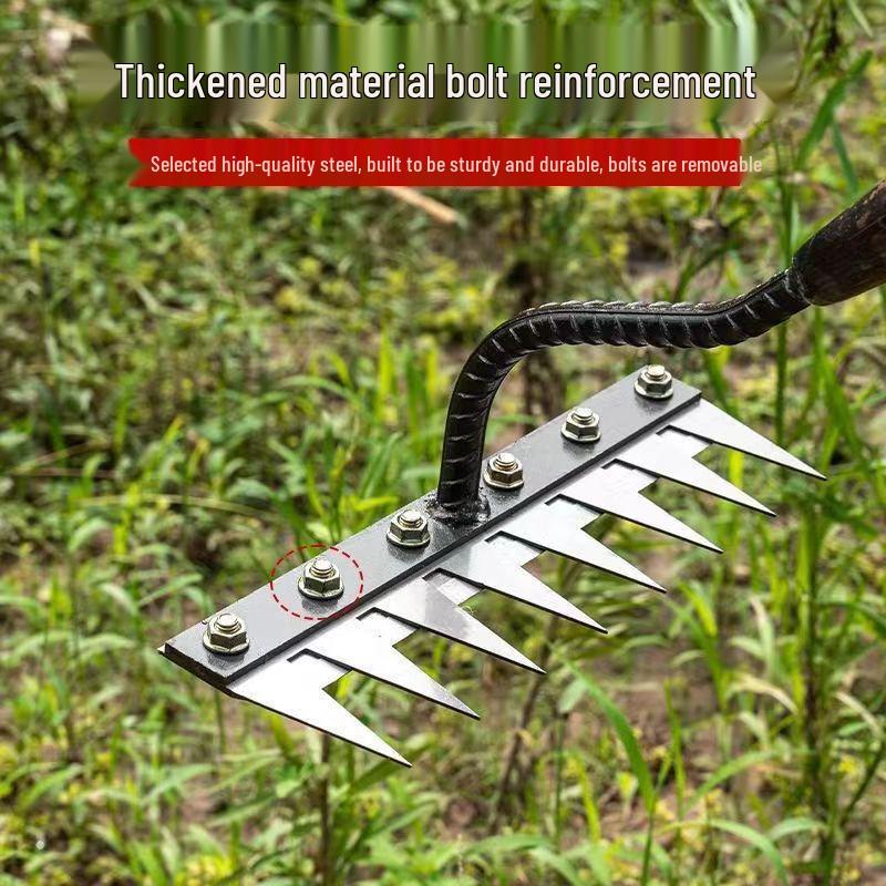Steel Six-Tooth Weeding Hoe and Rake - Farm and Garden Soil Loosening Tool