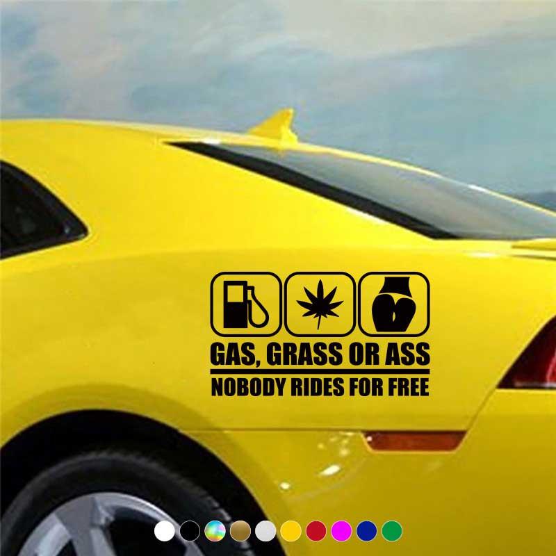 GAS, CRASS OR ASS NOBODY RIDES FOR FREE Car Stickers, Automobile Trucks Windows Bumper Car Accessories Waterproof Viny Decal
