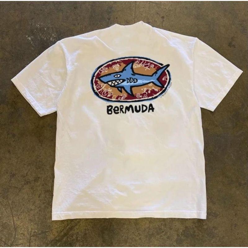 

Xiao Chen s Story Is 260G More than Heavy Weight Pure Cotton! Shark Print Harajuku Style Oversize Trendy Easiest for Match Short Sleeve White L [260g Heavy weight pure cotton]]