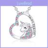 Beautiful Unicorn Themed Necklace And Earring Set With Colorful Heart Pendant