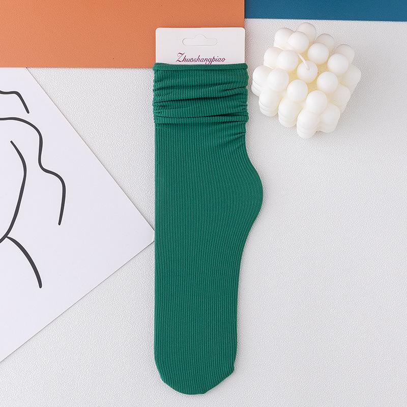 Women Girls Spring Summer Thin Loose Tube Socks Solid Color Black White Red Purple Green Yellow Velvet Breathable Long Socks
