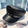 Fashion Flat Top Hat With Chain Detail For Spring And Fall Casual Wear