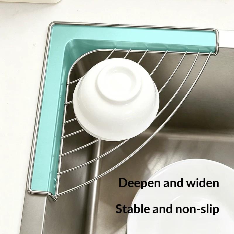 Stainless Steel Sink Corner Drain Rack Punch-free Durable Storage Stand for Sponge Dishcloth Soap Kitchen Accessories