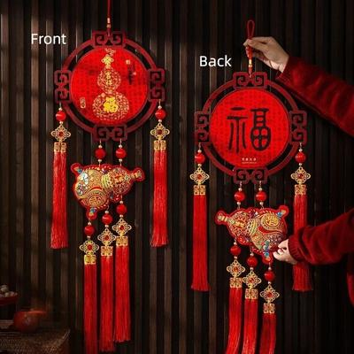 Chinese New Year Fu Character Pendant Delicated Hanging Lucky Pendants Entryway Decor Gourd Shape Spring Festival Decor