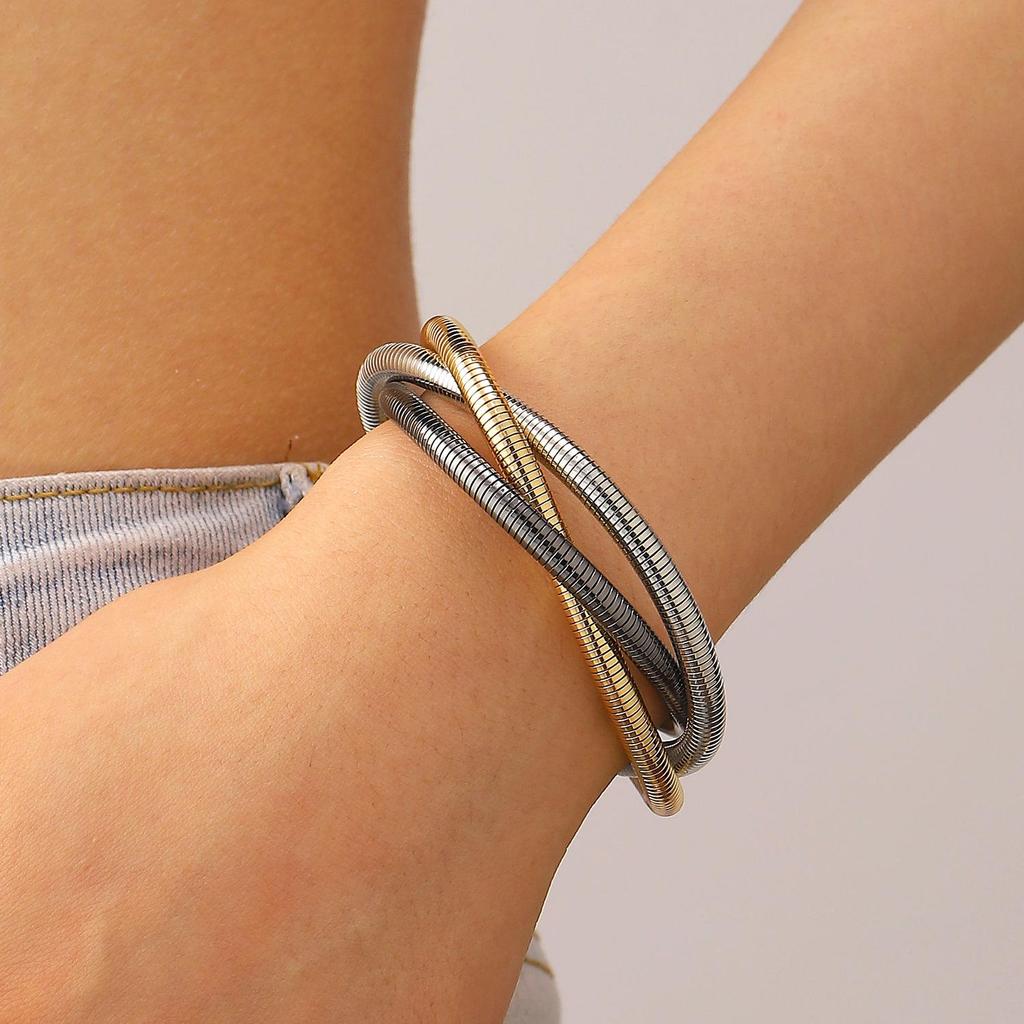 Exaggerated Multi-Layer Braided Choker & Bracelet Set for Women