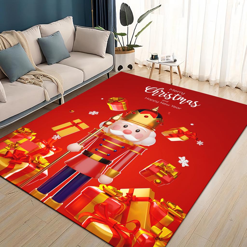 Merry Christmas Cartoon The Nutcracker Doll Festival Gift Carpet Rug for Living Room Bedroom Home Sofa Decoration,Non-slip Mat