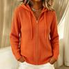 Damen Kapuzen Reißverschluss Strickjacke mit Kordelzug Farbe Leicht für Lässige Tägliche Kleidung