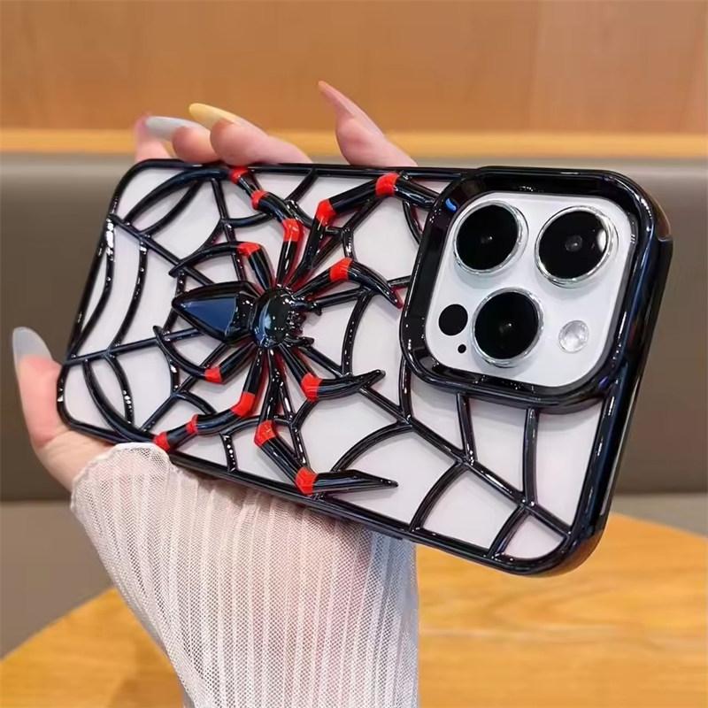 Fashion Hollowed-out Spider Cover For iPhone 16 Pro Max Heat Dissipation Breathable Case For iPhone 15 Pro 14 13 12 11 Soft Cass
