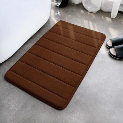 Thick Coral Fleece Bath Mat - Absorbent, Solid Color Striped Design for Entryways