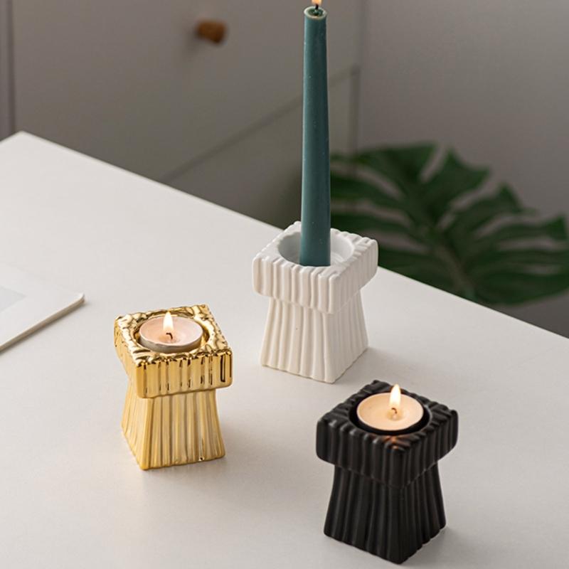 Fashion Candle Holder Solid Square Tealight Candlestick for Wedding Home Decor Hotel Supplies