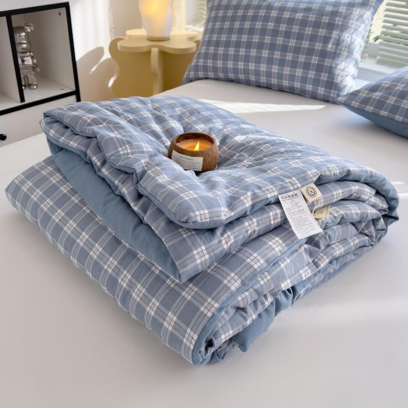 1pc Cotton Summer Quilt Air Conditioning Quilt Soybean Fiber Filling Thin Comforter Nordic Duvet Blanket Bed Four Seasons