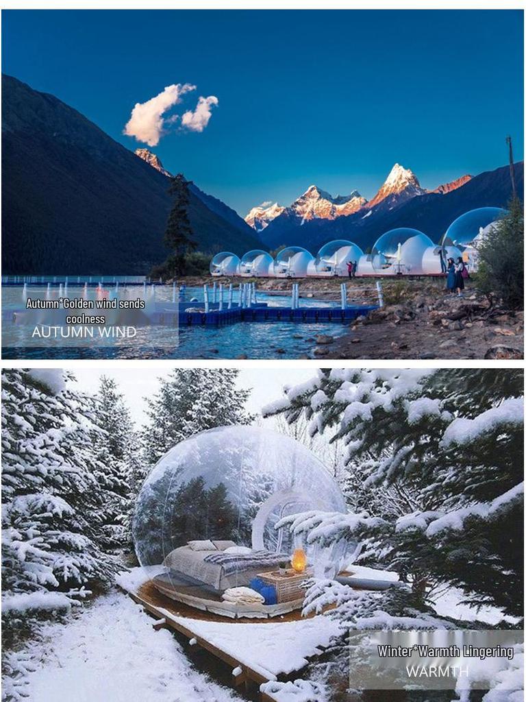 Translucent Candy Color Inflatable Bubble House Outdoor Camping Tent Globe-Shaped Starry Sky Tent Net Red Homestay