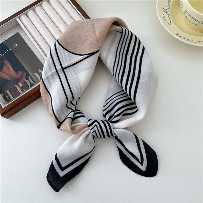 Cotton Linen Print Square Scarves Neckerchief Kerchief Headscarf Women Decorative Scarf Bandanas Headband 65cm Neck Wraps Shawls