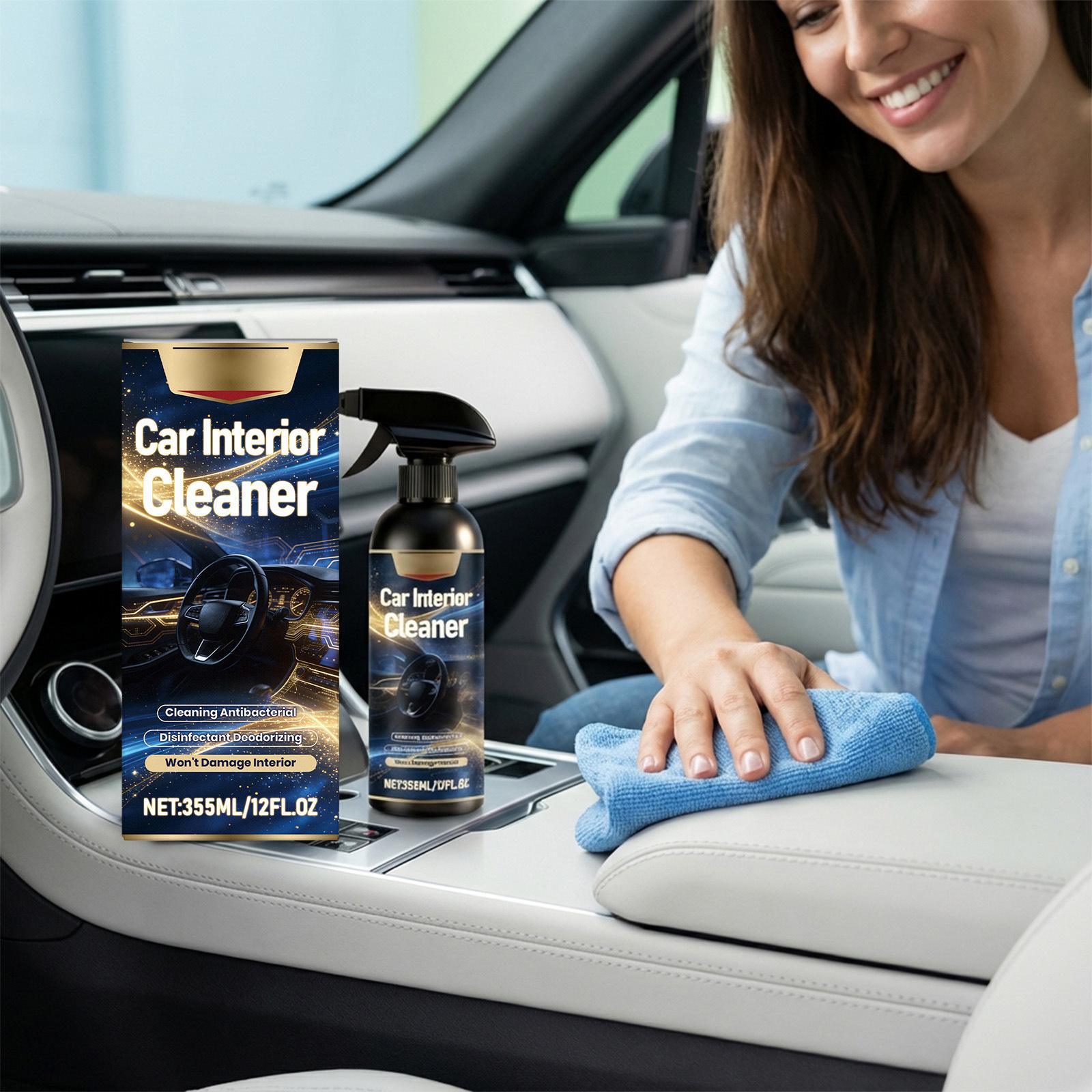 

Car interior cleaner, for cleaning, refinishing, stain removal, and daily maintenance of car interior seats, 355ml. One Size