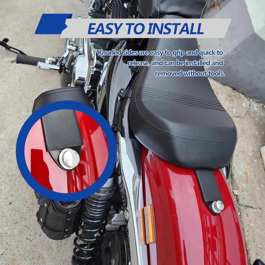Edelstahl Motorrad Sitzbolzen-Kit, 1/4-20 Gewinde Kotflügel Sitzmutter-Kit Kompatibel mit Harley Davidson 1996-2024, Silber