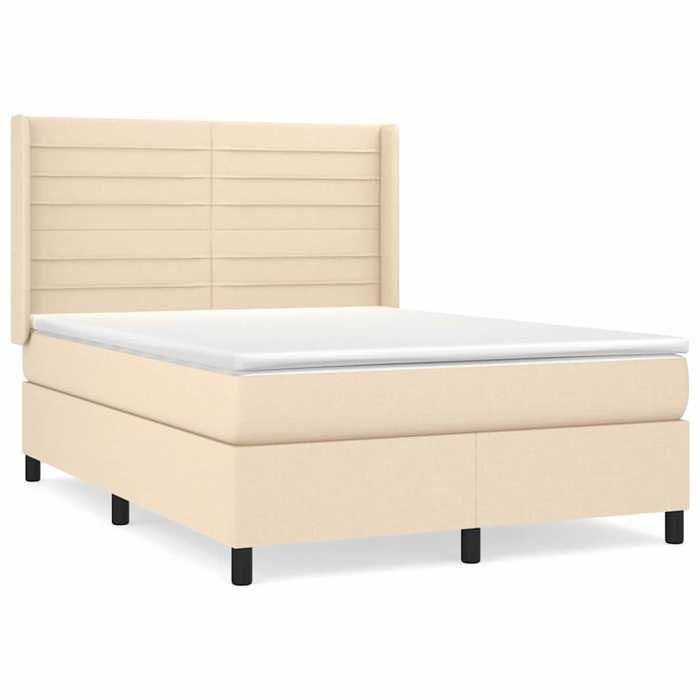 Maison Exclusive - Sommier à lattes de lit avec matelas Crème 140x190 cm Tissu