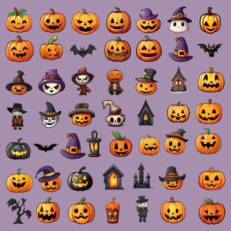 

2 styles 50 pcs Halloween series sticker decorative gift DIY Scrapbooking Collage Materials Creative Stationery background paper