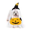 Ghost Dog Costume Hat & Cloak with Candy Bag Spooky Cute Breathable Trick or Treat Pet Costume Photo Prop Pet Cosplay Gear