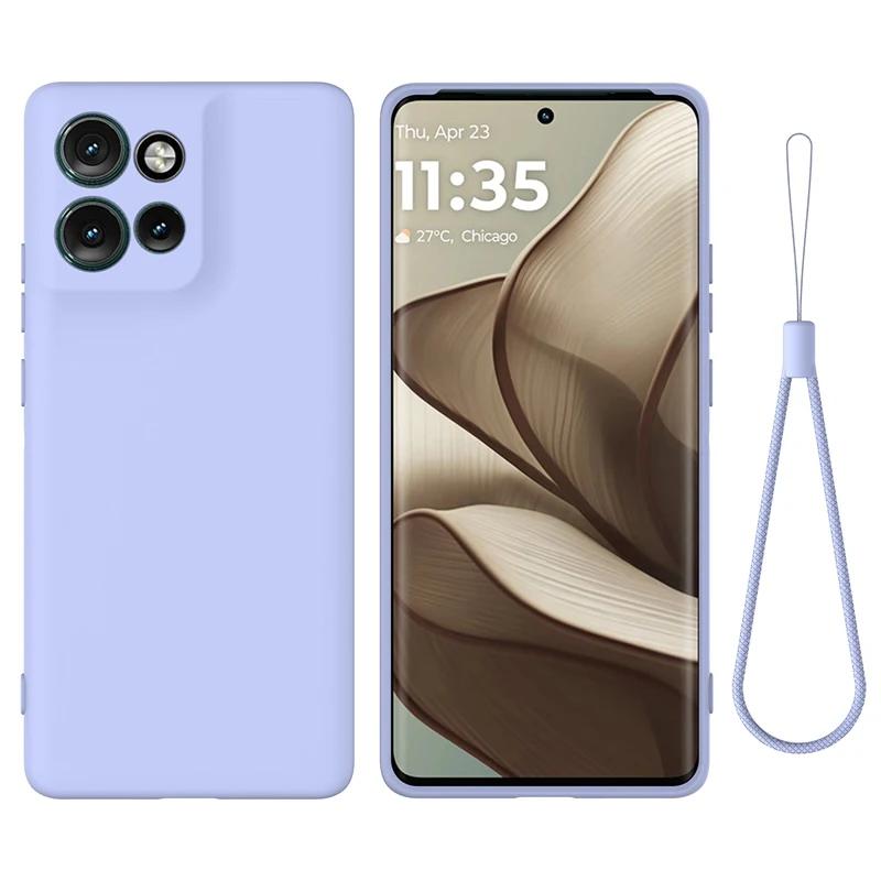 

For Motorola MOTO Edge 50 Neo ,S50 Case Soft Premium Liquid Silicone Case with Flocking inside Cover with Strap for Moto S50 For MOTO Edge 50 Neo