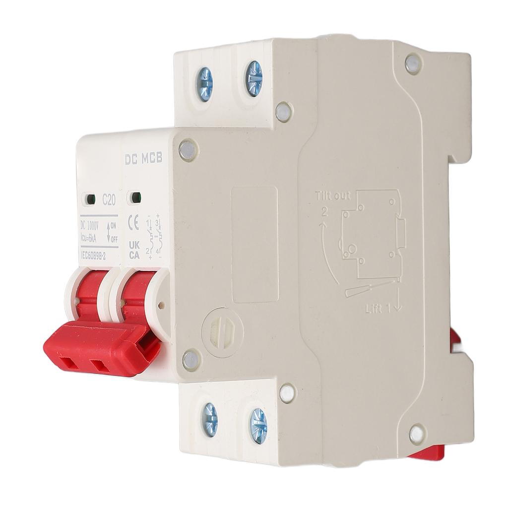 2P DC-Leistungsschalter 6000A Ausschaltvermögen Mini-Sicherheits-Leistungsschalter für Solar-Photovoltaiksystem 20A 1000V