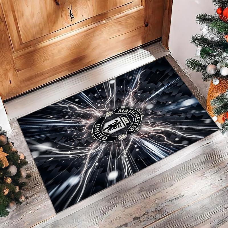 Tappeto in Flanella Stampato Manchester United Antiscivolo Morbido Poliestere Tappeto per Pavimento Tappetino Decorativo per Interni per Camera da Letto Soggiorno Divano