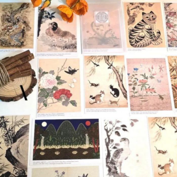 Korean Minhwa Postcard Set 20pcs – Traditional Folk Art Mini Posters