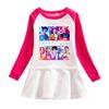 K-pop Monster Hunter Girls' Ruffle Mesh Dress - Long Sleeve Cartoon Princess Skirt