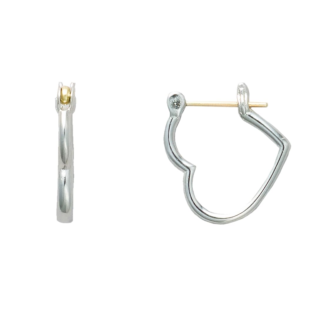 

Made in Japan 18K Gold 18K K18 Hypoallergenic Metal Earrings Heart Shaped Hoop Catchless Heart Hoop 3741 [HILLYS] One-Touch (Silver)