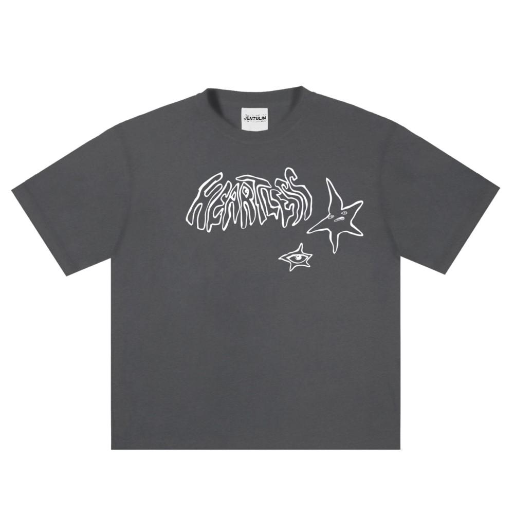 Harajuku Oversized Streetwear Herrenbekleidung Heartless Grafik Sternenprint T-Shirt Baumwolle Hip Hop Punk Kurzarm Top Gothic Y2k