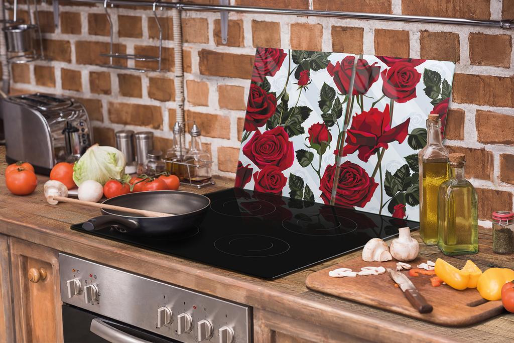 SZKLANA PŁYTA OCHRONNA NA KUCHENKĘ 75x52 RÓŻE