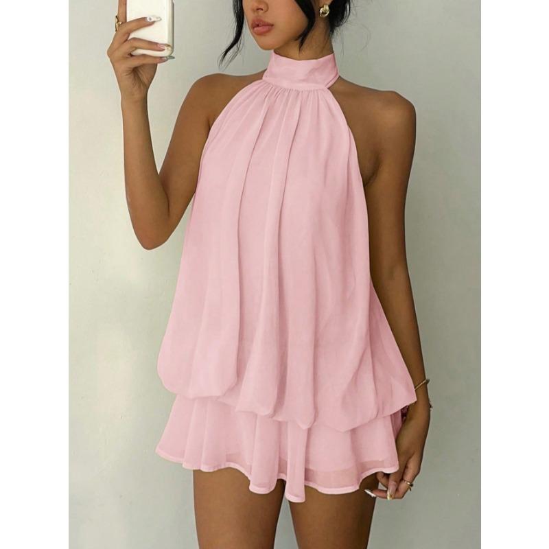 Sleeveless Halter Neck Summer Sexy Women Mini Short Dress Backless 2026 Fashion New Pink Slim Fit Party Dress Sweet Hot Girl Elegant Evening Dresses