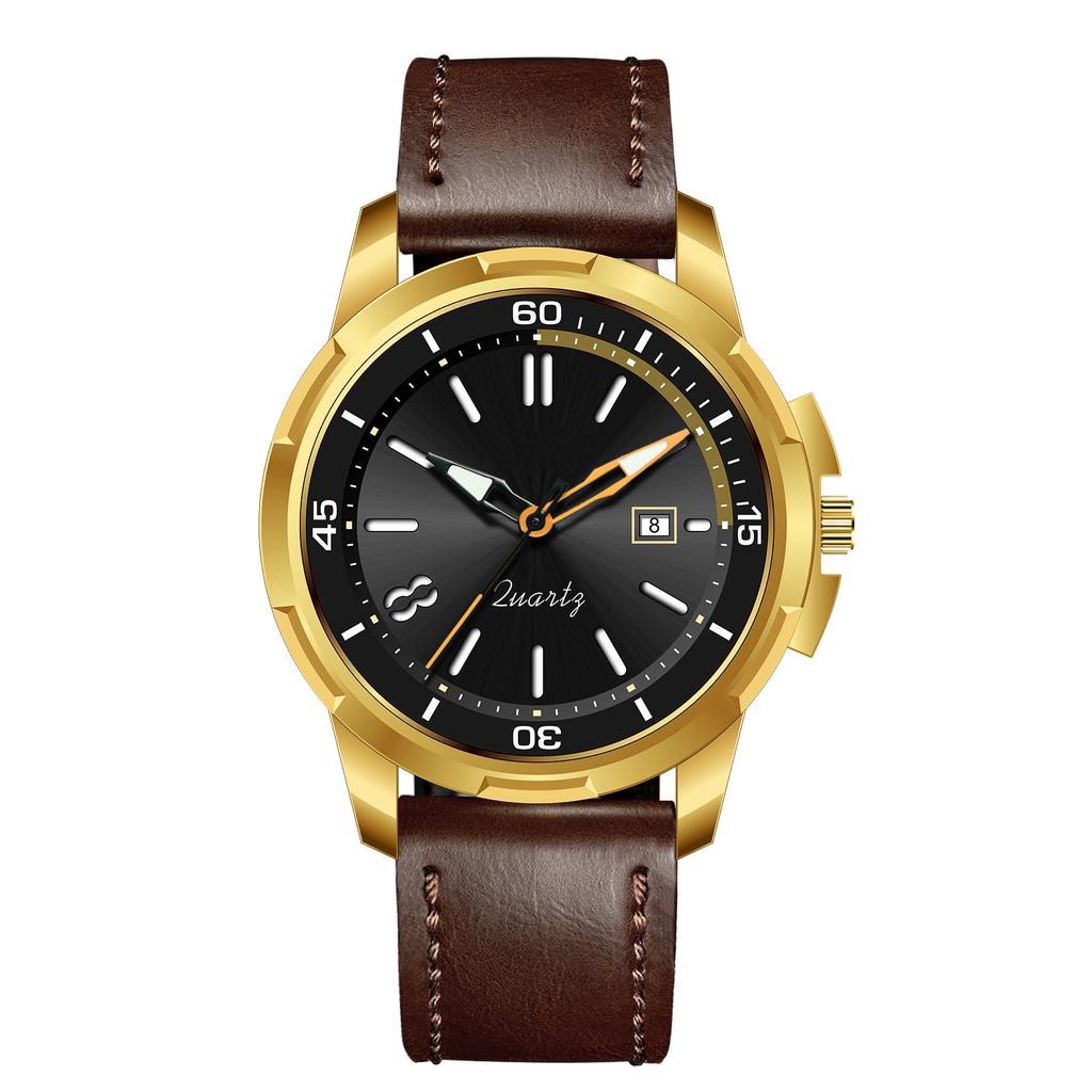 Military Leather Watch Dial Quartz Movement Business Casual Outdoor Sports Wristwatch