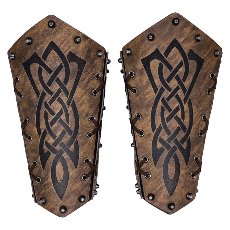 Medieval Wristband Men Cosplay Totems Embossed Bracer Gauntlet for Men Cosplay PU Wristband for Photoshoots and Stage
