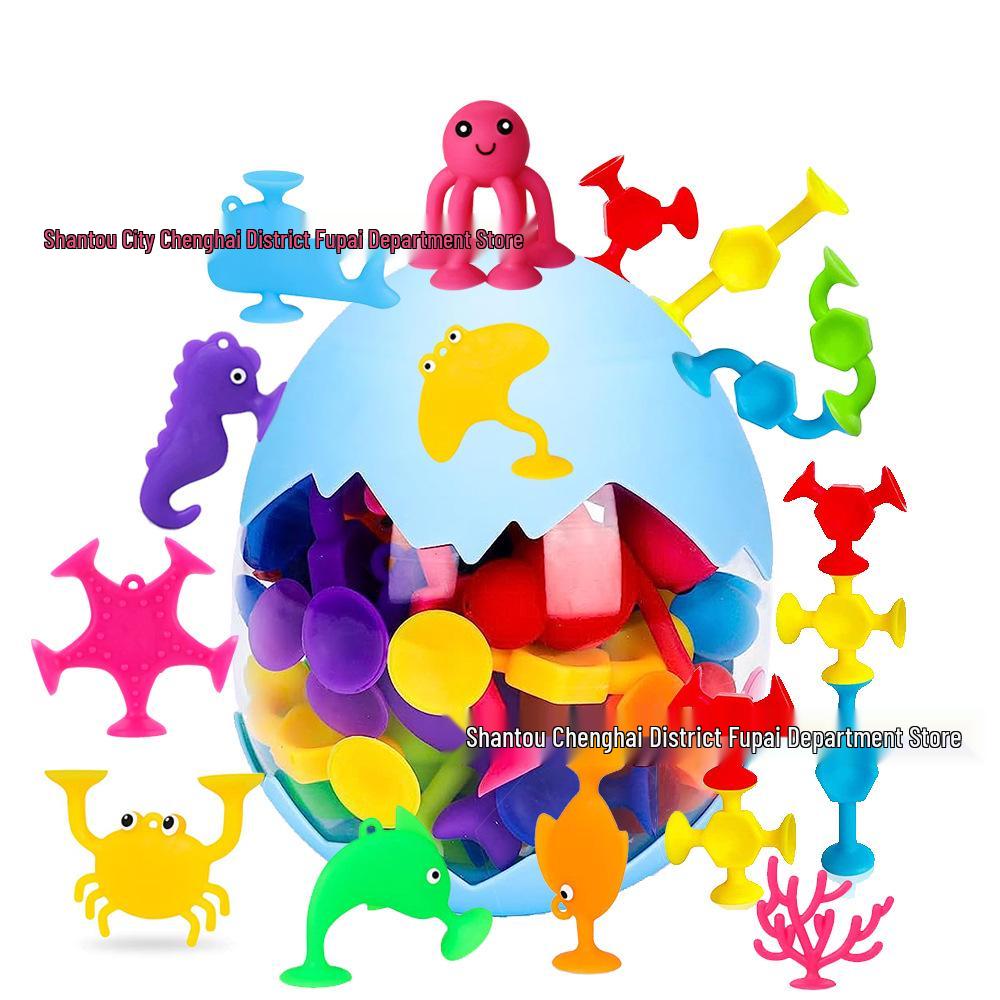 Colorful Sea-Themed Suction Cup Bath Toys Set for Kids