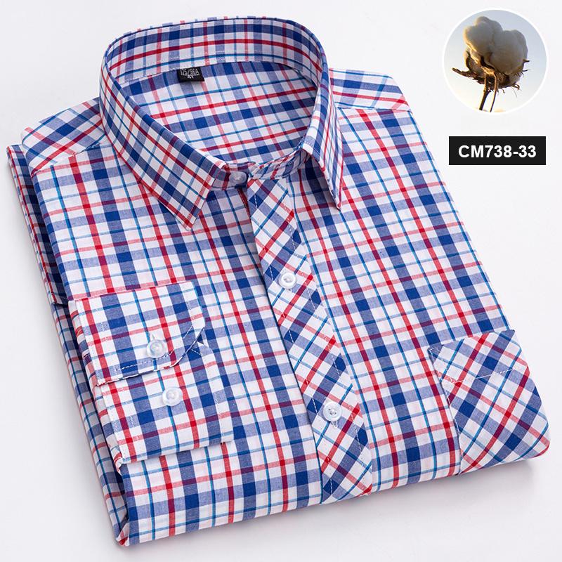 Neu im Hemd 100% Baumwolle Langarmhemden für Herren dünn slim fit formell einfarbiges Hemd karierte Designer-Oberteile Büro elegante Kleidung