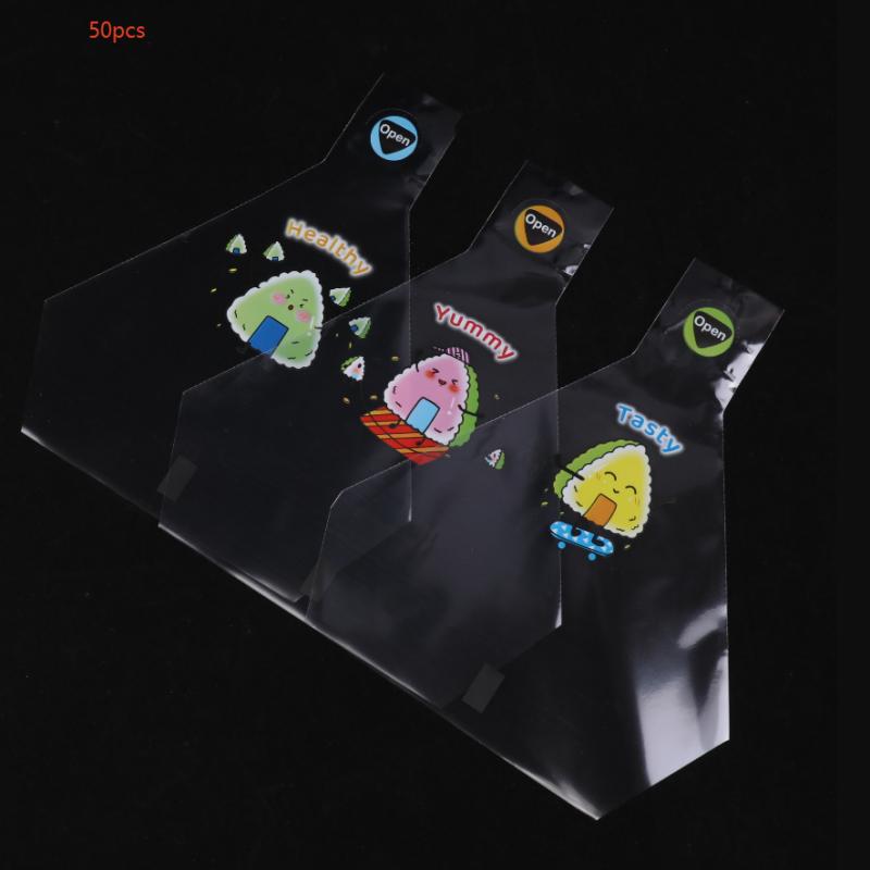 

50/100 шт. Милые мультяшные треугольные пакеты для упаковки рисовых шариков Нори Морские водоросли Онигири Суши Пластиковый пакет Портативные аксессуары для бенто 50pcs