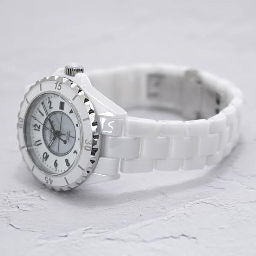 TECHNOS Solar Watch TE9002TW-1 Solar Cell Ceramic Wristwatch Men's White