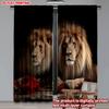 Set Of 2 Lion Red Roses Curtains Digital Printing Majestic Animal Portrait Dark Background Bedroom Living Room Decor Curtain Polyester Ideal For Great