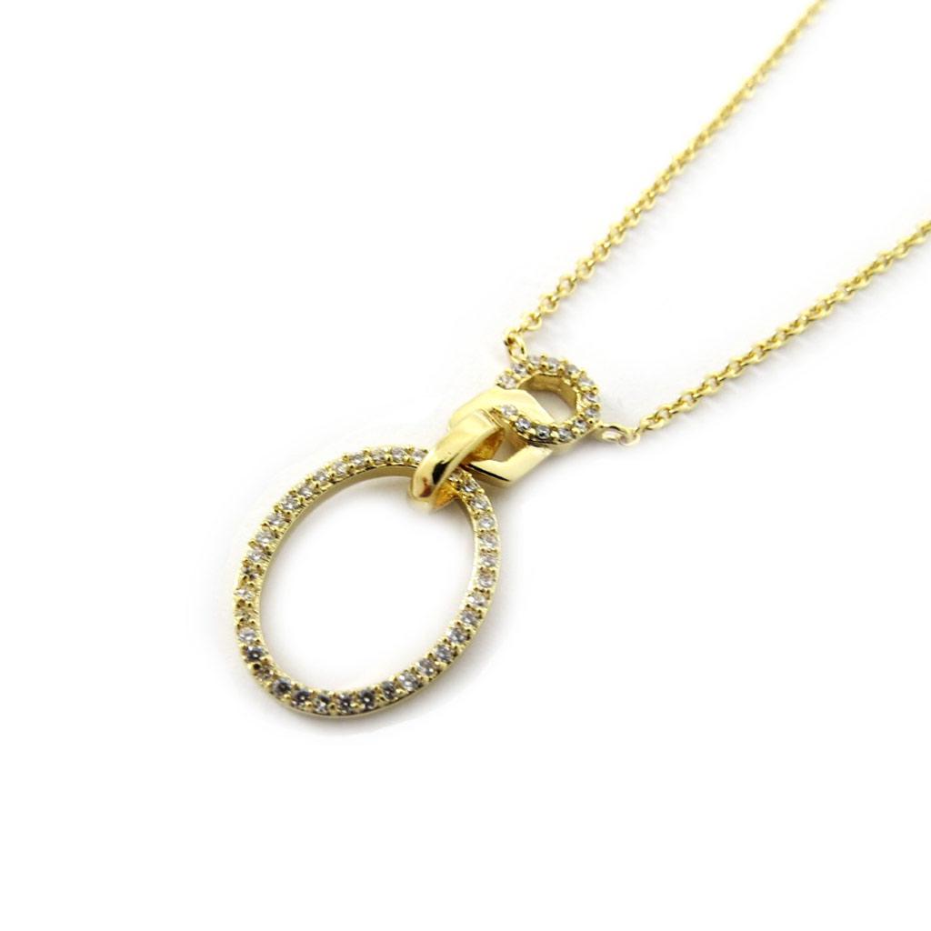 Les Trésors De Lily [L7091] - Gold-Plated Necklace 'Sissi' White Gold - 28x13 Mm