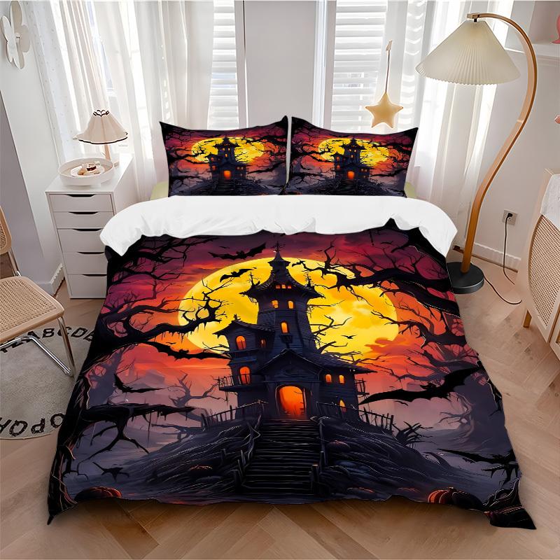 3pcs Halloween Decor Duvet Cover Set, Cover For Bedroom Guest Room (1 Duvet Cover + 2 Pillowcase, Without Quilt), yy250922235