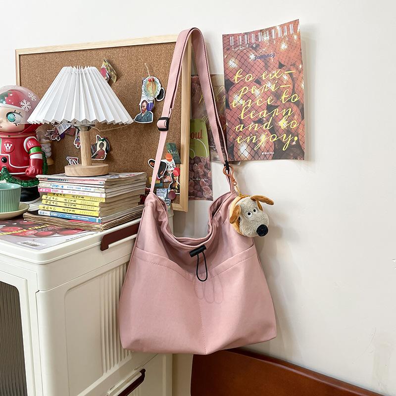 Solid Color Large Capacity Texture Tote Bag 2025 New Shoulder Bag Student Casual Fashion Ins Niche Tote Bag