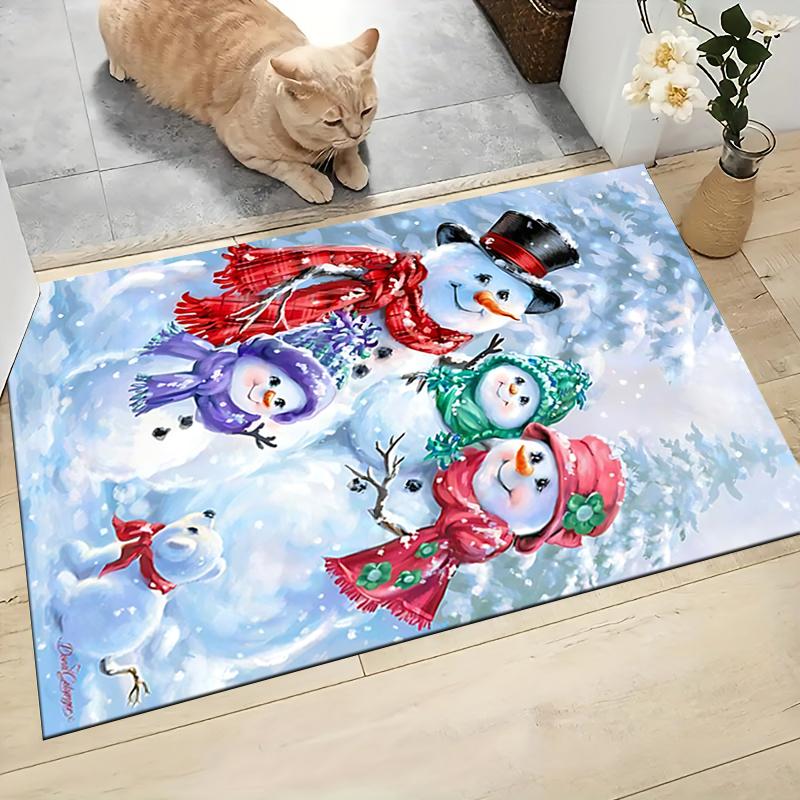 Snowy Winter Family Carpet Rug Soft Washable Anti Slip Home Living Room Sofa Mats Personalized Christmas Rug