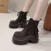 Fashion Ankle Boots For Women New 2025 Winter Motorcycle Boots 9CM Wedge Heels High Platform Shoes Woman Autumn Thick Sole Punk Boots